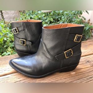 Luck Brand Genuine Black Leather Bootie with strap